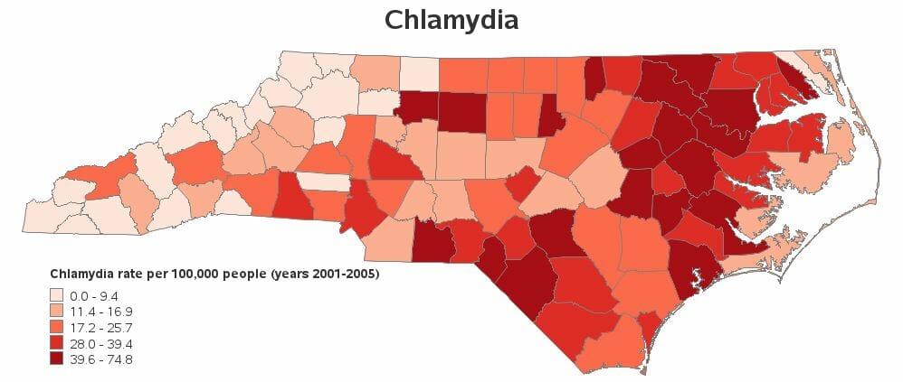 Graph of chlamydia rates in fort bragg north carolina from 2005