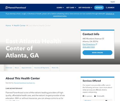 STD Testing at Planned Parenthood - East Atlanta Health Center ofAtlanta, GA