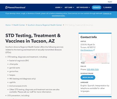 STD Testing at Southern Arizona Regional Health Center