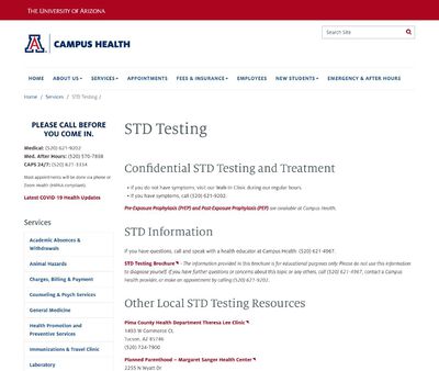 STD Testing at The University of Arizona – Campus Health