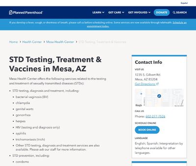 STD Testing at Planned Parenthood Mesa