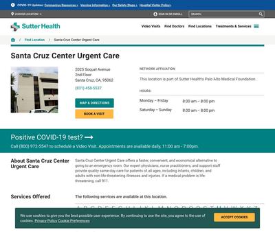 STD Testing at Sutter Urgent Care - Santa Cruz Center