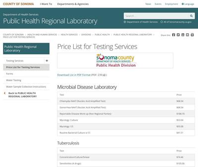 STD Testing at Sonoma County Public Health