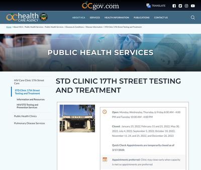 STD Testing at Orange County Health Care Agency