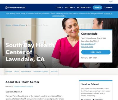 STD Testing at Planned Parenthood – South Bay Health Center of Lawndale, CA