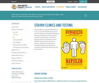 STD Testing at San Mateo Medical Center : Edison STD Clinic