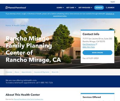 STD Testing at Planned Parenthood – Rancho Mirage Family Planning Center of Rancho Mirage, CA