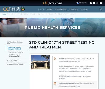 STD Testing at Orange County Health Care Agency Clinic