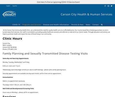 STD Testing at Carson City Health and Human Services