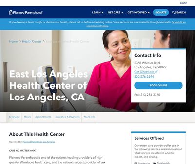 STD Testing at Planned Parenthood - East Los Angeles Health Center of Los Angeles, CA