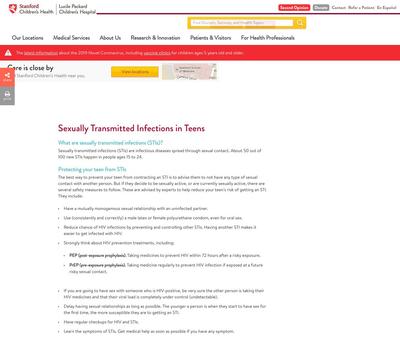 STD Testing at Lucile Packard Children’s Hospital Stanford