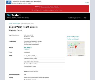 STD Testing at Golden Valley Health Centers - Riverbank Center