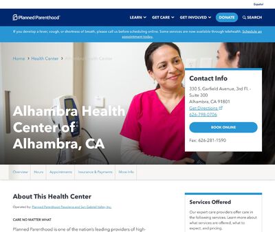 STD Testing at Planned Parenthood Pasadena and San Gabriel Valley Incorporated (Alhambra Health Center)