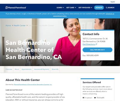 STD Testing at Planned Parenthood of Orange and San Bernardino Counties Incorporated (San Bernardino Health Center)