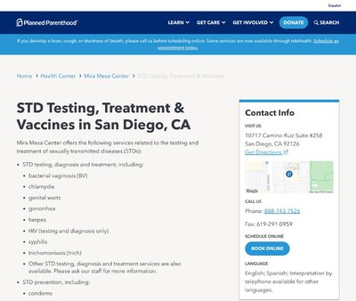STD Testing at Planned Parenthood of San Diego