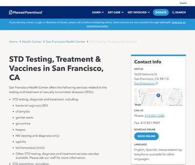 STD Testing at Planned Parenthood of San Francisco