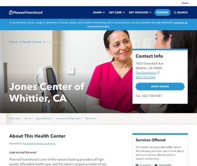 STD Testing at Planned Parenthood - Jones Center of Whittier, CA