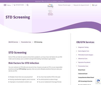 STD Testing at Orange Coast Womens Medical Group