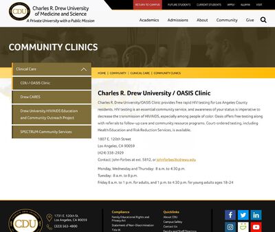 STD Testing at Charles R. Drew University of Medicine and Science (OASIS Clinic)