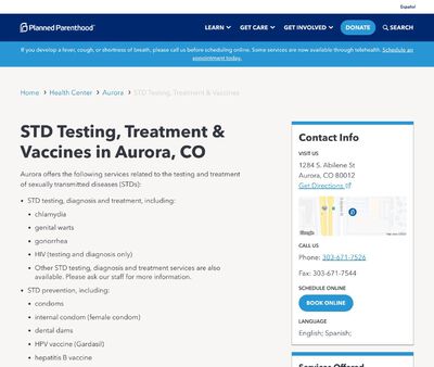 STD Testing at Planned Parenthood Aurora