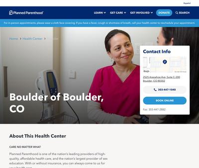 STD Testing at Planned Parenthood Boulder of Boulder, CO