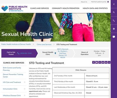 STD Testing at Sexual Health Clinic, Public Health Institute at Denver Health