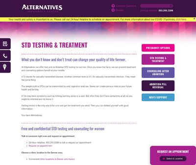 STD Testing at Alternatives Pregnancy Center