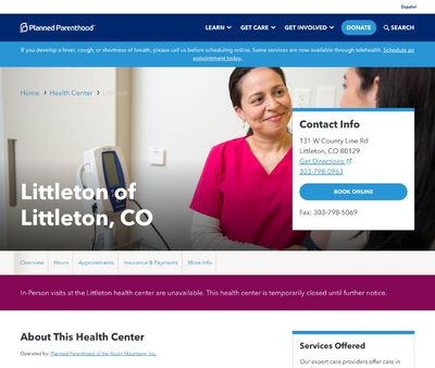 STD Testing at Planned Parenthood of the Rocky Mountains Littleton Health Center