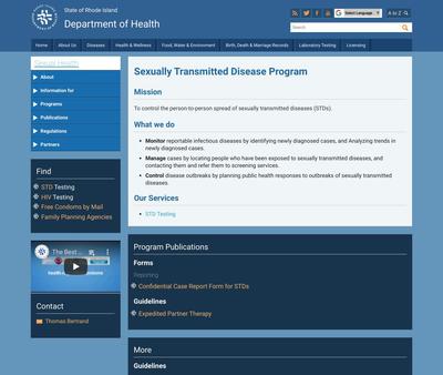 STD Testing at Rhode Island Department of Heath