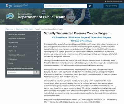 STD Testing at Connecticut Department of Public Health