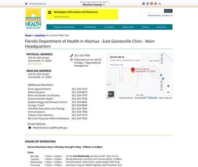 STD Testing at Florida Department of Health in Alachua - Main Site - Gainesville