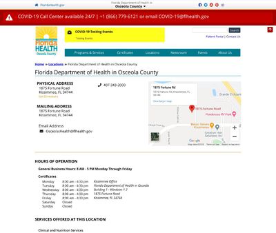 STD Testing at Florida Department of Health in Osceola County