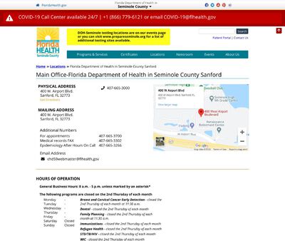 STD Testing at Florida Department of Health in Seminole County - Sanford Location