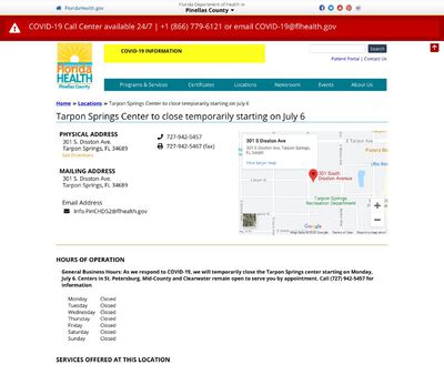 STD Testing at Florida Department of Health in Pinellas County (Tarpon Springs Health Department)