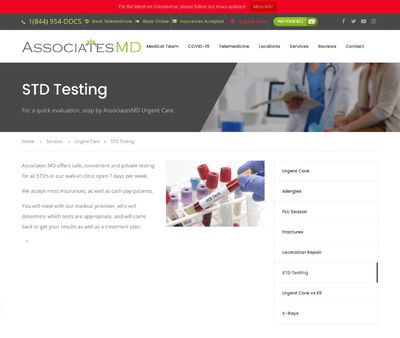 STD Testing at AssociatesMD Urgent Care