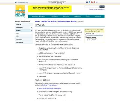 STD Testing at Florida Department of Health in Seminole County - Sanford Location