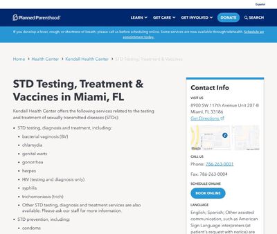 STD Testing at Planned Parenthood Miami