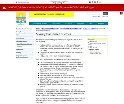 STD Testing at Florida Department of Health Bay County