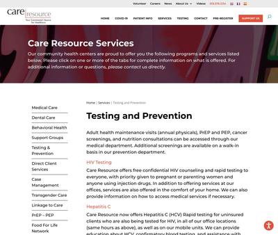 STD Testing at Care Resource Community Health Centers