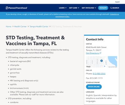 STD Testing at Planned Parenthood Tampa