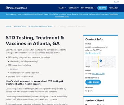 STD Testing at Planned Parenthood Atlanta