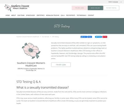 STD Testing at Southern Crescent Women's HealthCare