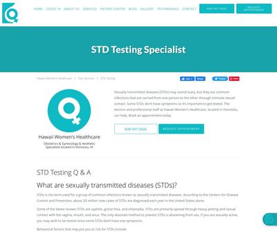 STD Testing at Hawaii Women's Healthcare