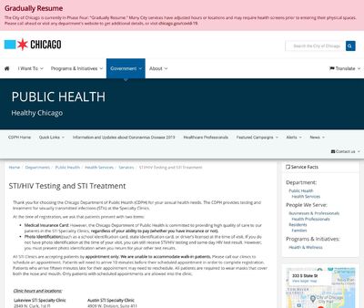 STD Testing at Chicago Department of Public Health - Lakeview Specialty Clinic