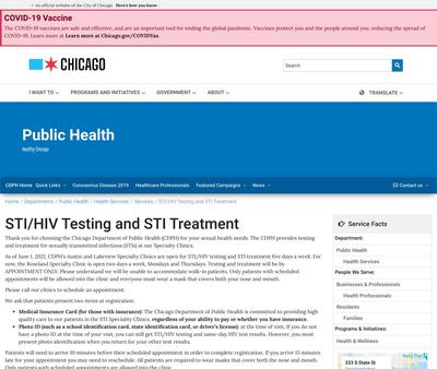 STD Testing at Chicago Department of Public Health–Austin STI Specialty Clinic