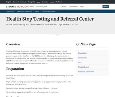 STD Testing at St Louis City Dept of Health