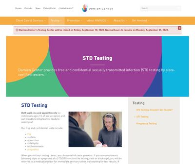 STD Testing at Damien Center Incorporated – Joseph F Miller Testing Center