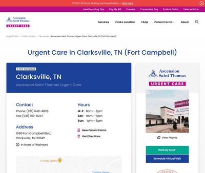 STD Testing at Ascension Saint Thomas Urgent Care - Clarksville, Fort Campbell