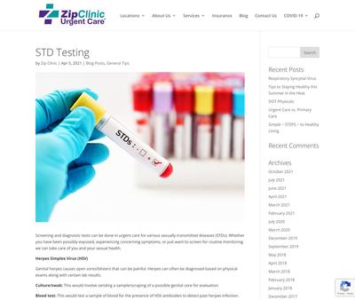 STD Testing at Zip Clinic Urgent Care