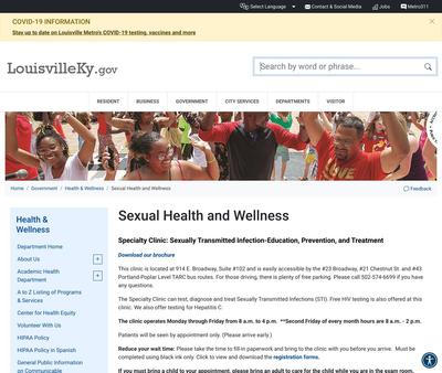 STD Testing at Louisville Metro Public Health and Wellness Department